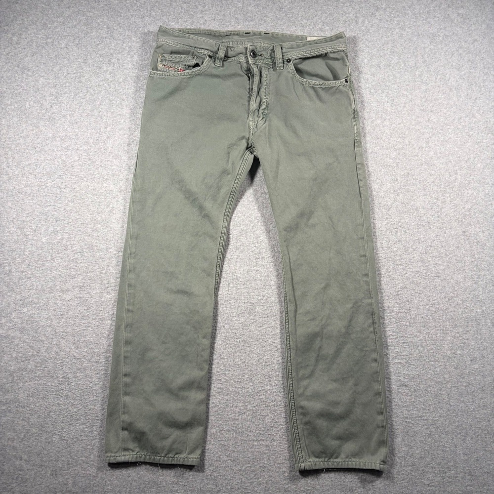 Diesel Safado Jeans Mens 29 (Fits 32x27) Olive Green Straight Leg Denim Pants
